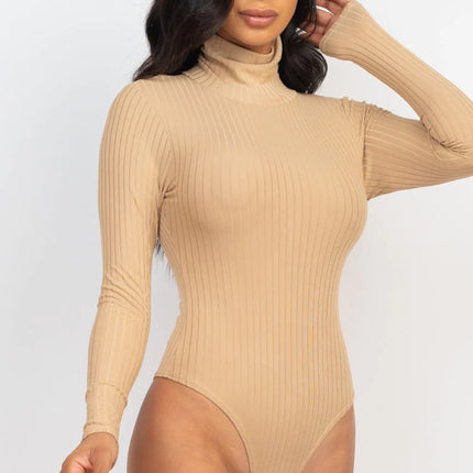 Ribbed Turtle Neck Long Sleeve Bodysuit (CAPELLA)