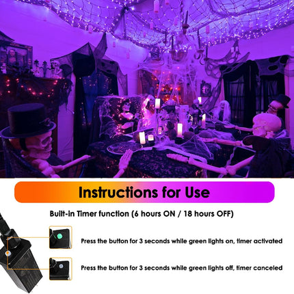 Purple Extra-Long 66FT 200 LED Halloween Lights for Indoor/Outdoor, Super Bright 8 Lighting Modes Plug in String Lights for Halloween Decorations Bedroom Party Garden Patio Tree (Purple)