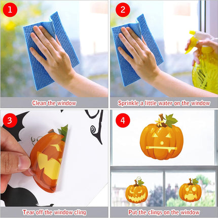 Halloween Window Clings Cute Halloween Window Stickers Pumpkins Bats Spiders Halloween Decoration for Glass Home Party Office School 9 Sheets Party Supplies