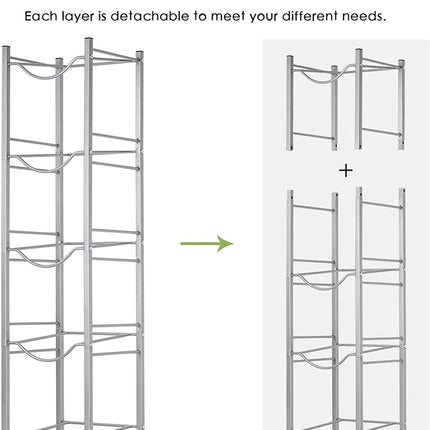5-Tier Water Jug Rack, 5 Gallon Detachable Water Bottle Holder for Kitchen, Office, Home, Silver