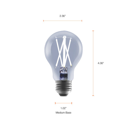 18 Year LED Light Bulbs, A19 60 Watts Eqv, E26, Dim, Daylight, Clear Glass, 4 Pack