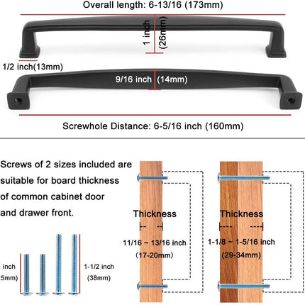 Square Foot Cabinet Arch Pull - Chrome Furniture Handle, 6.3 Inch/160Mm Screw Spacing, 10-Pack for Kitchen Cupboard Door, Bedroom Dresser Drawer, Bathroom Furniture Hardware