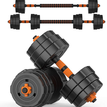 Adjustable Weights Dumbbells Set, 44Lbs 2 in 1 Weights Barbell Dumbbells Non-Slip Neoprene Hand with Connecting Rod for Adults Women Men Fitness,Home Gym Exercise Training Equipment YA018