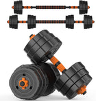 Adjustable Weights Dumbbells Set, 44Lbs 2 in 1 Weights Barbell Dumbbells Non-Slip Neoprene Hand with Connecting Rod for Adults Women Men Fitness,Home Gym Exercise Training Equipment YA018