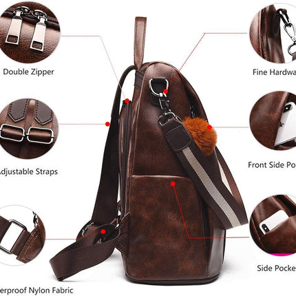 Women Backpack Purse anti Theft Waterproof Detachable Covertible Casual Travel Shoulder Bag (Coffee) Small