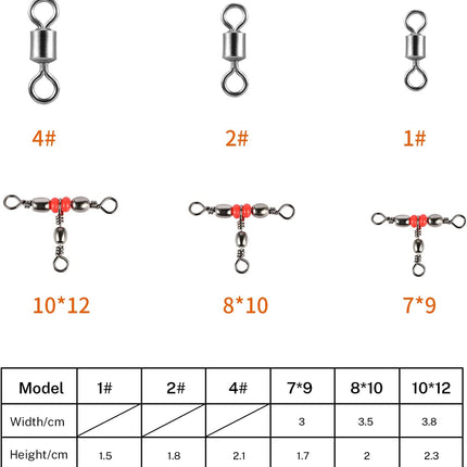 Fishing Tackle Set 180Pcs, Fishing Accessories Set with Tackle Box Including Barrel Swivels，Off Set Hooks，Swivel Slides，Cross-Line Barrel Swivels