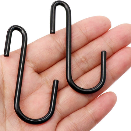 10 Pack Heavy Duty S Hooks Black S Shaped Hooks Hanging Hangers Hooks for Kitchen, Bathroom, Bedroom and Office: Pan, Pot, Coat, Bag, Plants(10 Pack/Black/Small)