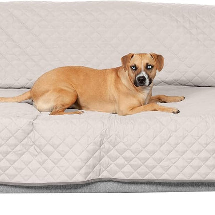 Water-Resistant & Reversible Large Sofa/Couch Cover Protector for Dogs, Cats, & Children - Two-Tone Pinsonic Quilted Living Room Furniture Cover - Gray/Mist, Large Sofa