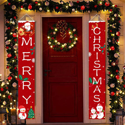 Merry Christmas Porch Sign, Xmas Banners for Indoor Outdoor Front Door Living Room Kitchen Wall Party(Red Xmas Decor Banner)