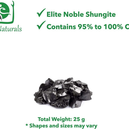 Shungite Elite Stones for Water Purification | Silvery Shine Raw Elite Noble Shungite Detoxification Stones for Water Filtering | Natural and Authentic Shungite Nuggets from Karelia (25G)