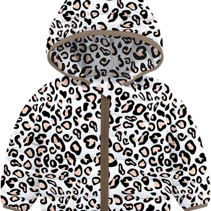 Baby Girls Puffer Coats with Hood Adorable Toddler Leopard Winter down Alternative Coats Ultralight Warm Zipper Padded Outwear Snowsuit 12-18 Month