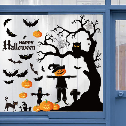 137Pcs Halloween Window Clings Halloween Window Decoration Pumpkins Bats Spiders Webs Witch Ghost Halloween Window Decals for Windows Glass Walls Window Stickers Party Supplies