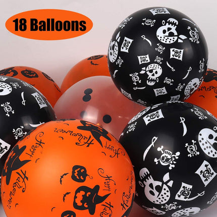 Halloween Party Decorations Kit, Happy Banner, Latex Balloons Are Printed with Patterns, Hanging Swirls, Paper Garlands Home Party Halloween Decoration Supplies（48 Pack ）