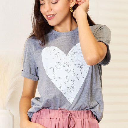 Simply Love Heart Graphic Cuffed Short Sleeve T-Shirt