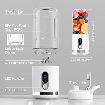 Portable Blender, Smart LCD Display Personal Size Blender USB Rechargeable for Shakes and Smoothies, 15.2Oz Fruit Juice Mixer with Six Blades, Mini Blender to Go Sports,Travel, Office, Gym