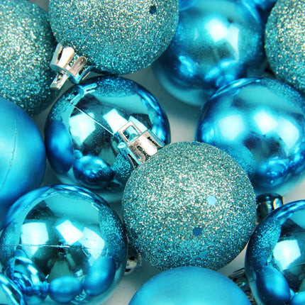 96Ct Shatterproof 4-Finish Christmas Ball Ornament Set 1.5" - Turquoise