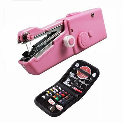 Handheld Sewing Machine Set Kit for Beginners Home,Travel and DIY, Mini Portable Handheld Sewing Machine with Sewing Repair Kit for Quick Stitching, US Plug Charger, Electric Handheld Sewing Machine