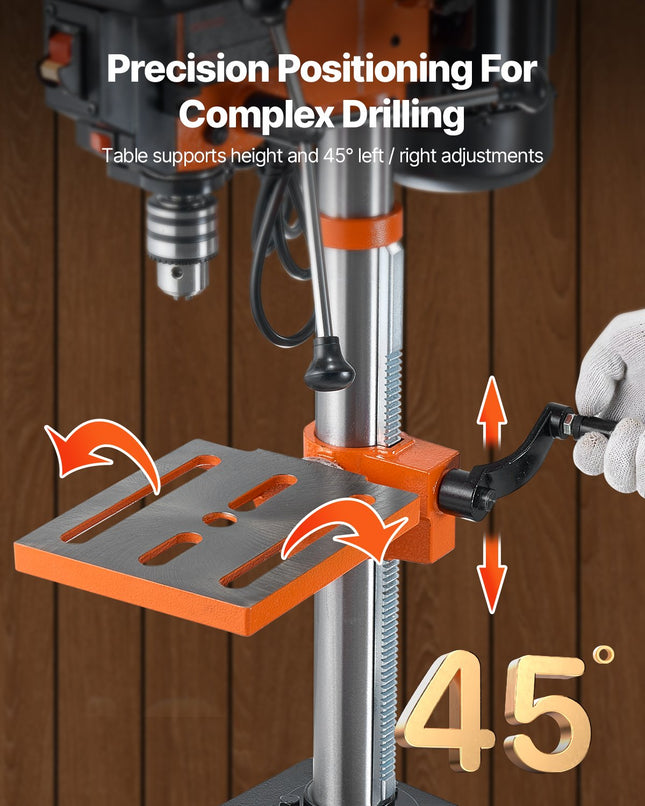 10'' 5-Speed Benchtop Drill Press Cast Iron Drill Press 3.2A 610-2800RPM
