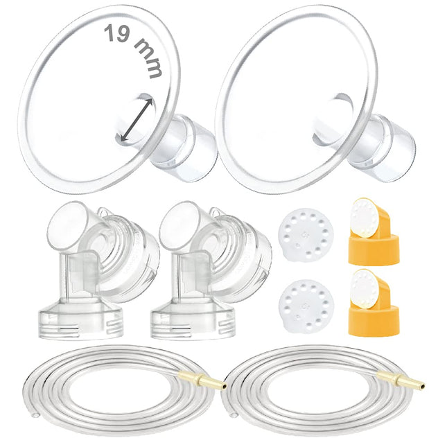 Breast Pump Kit Compatible with Medela Pump in Style Advanced Pump; 2Xtwo-Piece 19Mm Breastshield, 2 Valve, 4 Membrane, 2 Replacement Tubing; Replacement Part for Medela Shield, Medela Valve