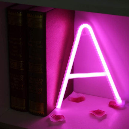 LED Neon Letters Light, Marquee Signs Light up Letters USB Plug in Batteries Operated Night Light Pink Lamp Words Signs for Teen Girls Bedroom Decor-Pink Letter a Sign