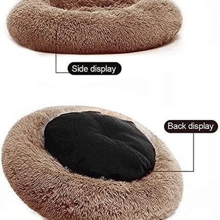 Cat Bed for Indoor Cats,Fluffy Calming Donut Cushion Pet Bed for Small Dogs Kittens,Warming round Cushion Cat Bed Dog Bed for Sleep Improvement-Non-Slip,Machine Washable