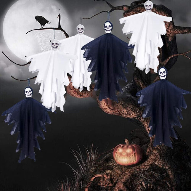 6 Pack Hanging Ghosts Halloween Party Decoration, Flying Ghost for Front Yard Patio Lawn Garden Party Décor and Holiday Decorations