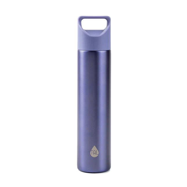 10 Oz Purple Solid Print Double Wall Insulated Stainless Steel Water Bottle with Wide Mouth Lid