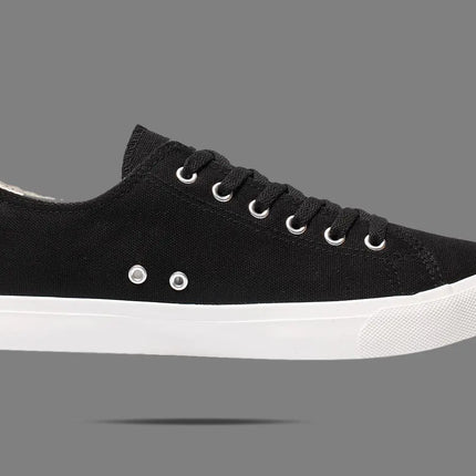 Retro Black/White Canvas Sneakers Unisex Size - Cushioned Insole