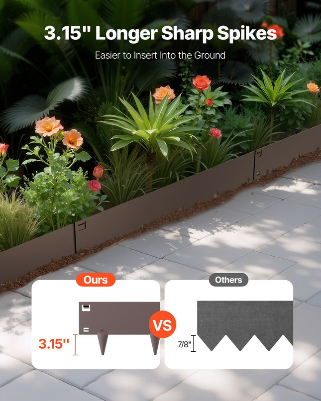 Steel Landscape Edging 5 Packs 39x3in Rust-Resistant Garden Edging Border Brown