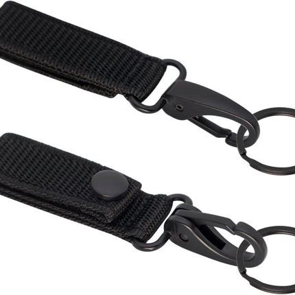 Heavy Duty Belt Keeper Clip Key Holder with Nylon MOLLE Strap & Metal Snap & Key Clip & Key Ring Keychain Organizer