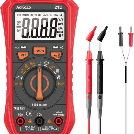 Digital Multimeter Tester, 21D Electrical Voltmeter Tester,Volt Multi Meter,6000 Counts ,TRMS