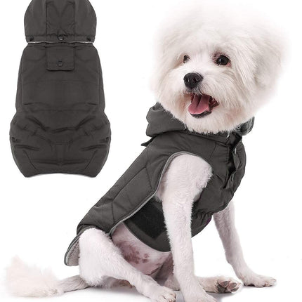 Warm Dog Jacket, Snowproof Windproof Waterproof Dog Winter Coat for Cold Weather - Soft Fleece Lining and Warm Thick Padded Dog Snow Coat with Detachable Hood for Puppy Small Medium Dogs