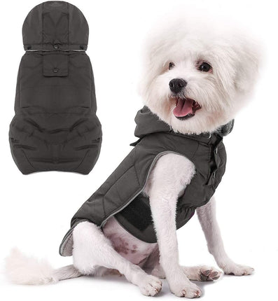 Warm Dog Jacket, Snowproof Windproof Waterproof Dog Winter Coat for Cold Weather - Soft Fleece Lining and Warm Thick Padded Dog Snow Coat with Detachable Hood for Puppy Small Medium Dogs