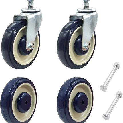 ACS Shopping Cart Wheels Replacement | Quantity Options Available | Supermarket Grocery Kit (1) 4-Pack Set with Hardware- 5 Inch Stem Threaded Caster Wheels | Perfect for Retail Stores