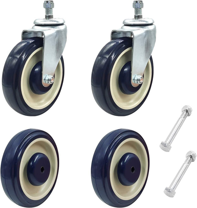 ACS Shopping Cart Wheels Replacement | Quantity Options Available | Supermarket Grocery Kit (1) 4-Pack Set with Hardware- 5 Inch Stem Threaded Caster Wheels | Perfect for Retail Stores