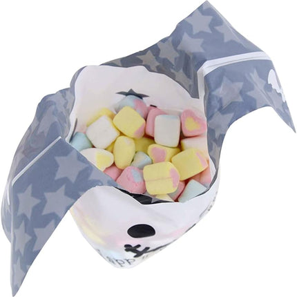 50 Pcs Halloween Candy Bag,Trick or Treat Bags Gift Basket for Kids,Pumpkin Ghost Happy Halloween Cookies Plastic Candy Bags for Halloween Party Decoration Favors