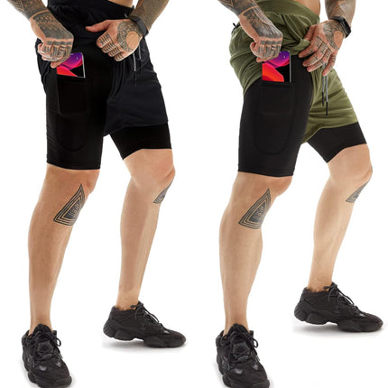 Mens Athletic Shorts 2-In-1 Gym Workout Running 7'' Shorts with Towel Loop