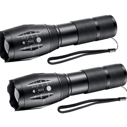 LED Flashlight, 2Pack Zoomable Flashlights Portable Handheld Tactical Flashlights (Battery Not Included)