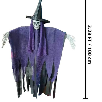 Halloween Hanging Ghost, 32 X 40 Inch  Hanging Halloween Skeleton Ghosts Decorations, Grim Reapers for Best Halloween Outdoor Decorations, Purple