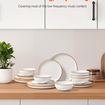 18 PCS Dinnerware Set Ceramic Plates And Bowls Sets Service For 6 White