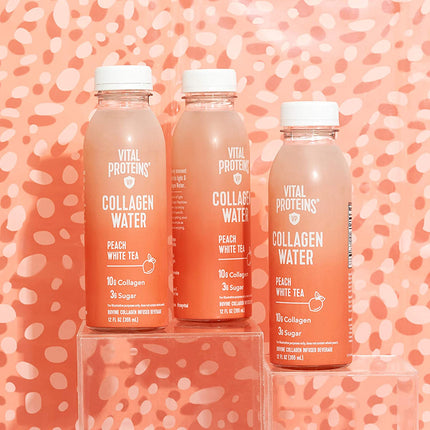 Collagen Water™, 10G of Collagen per Bottle & Made with Real Fruit Juice, Dairy & Gluten Free - Peach Tea, 12 Pack