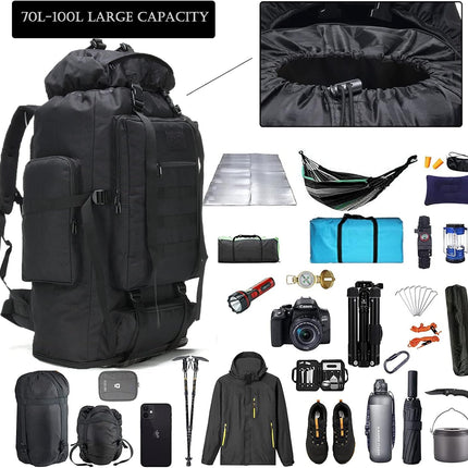 Hiking Backpack for Men 70L/100L Camping Backpack Military Rucksack Molle 3 Days Assault Pack for Climbing