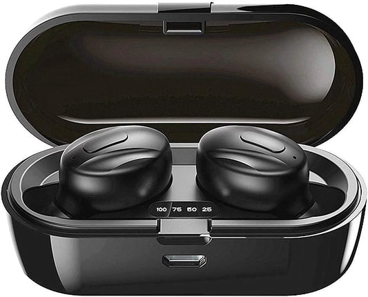 True Wireless Earbuds, TWS Stereo Waterproof Bluetooth Earphones with Charging Case, Built-In Mic for Iphone/Android