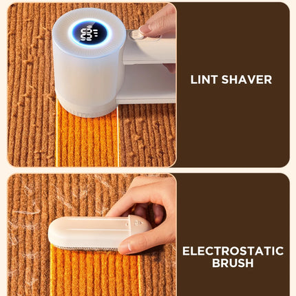 Rechargeable Fabric Shaver, 2 in 1 Electric Lint Remover with Lint Brush, Fuzz Lint Shaver, Sweater Shaver to Remove Pilling, Fabric Defuzzer for Clothes, Furniture (White)