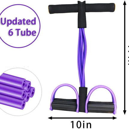 Multifunction 6-Tube Elastic Yoga Pedal Puller Resistance Band, Natural Latex Tension Rope Fitness, AB Workout Equipment for Abdomen Waist Arm Leg Stretching Slimming Training