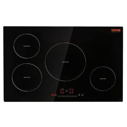 Electric Cooktop, 4 Burners, 30 Induction Stove Top, Built-in Magnetic Cooktop 7500W, 9 Heating Level Multifunctional Burner, LED Touch Screen With Child Lock  Over-Temperature Protection