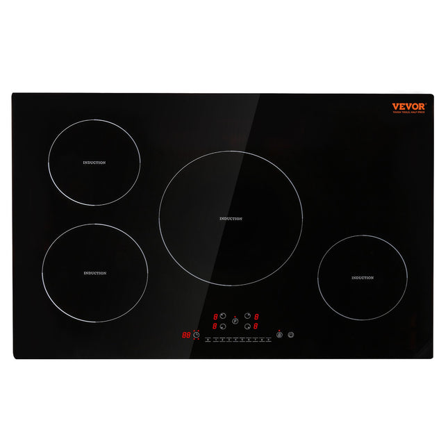 Electric Cooktop, 4 Burners, 30 Induction Stove Top, Built-in Magnetic Cooktop 7500W, 9 Heating Level Multifunctional Burner, LED Touch Screen With Child Lock  Over-Temperature Protection