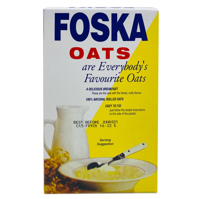 Foska Oats Jamaican Rolled Oats, Traditional Breakfast Oatmeal for Overnight and Hot Cereal, 14 oz Box