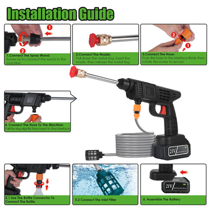 Cordless Pressure Washer 400PSI, 300W Portable Power Washer With 2 Nozzles & Foam Bottle, 1200mAh Rechargeable Battery For Car Bike Patio Window Fence Cleaning