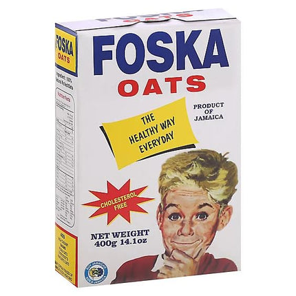 Foska Oats Jamaican Rolled Oats, Traditional Breakfast Oatmeal for Overnight and Hot Cereal, 14 oz Box